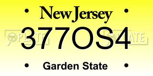 377OS4 New Jersey License Plate