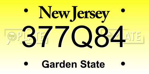 377Q84 New Jersey License Plate