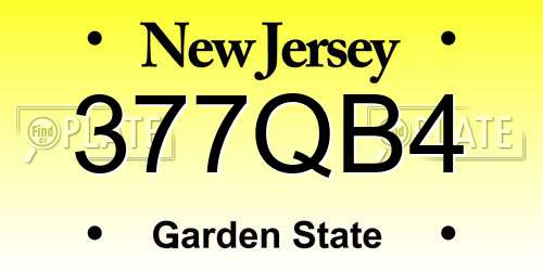 377QB4 New Jersey License Plate