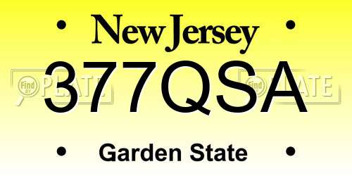 377QSA New Jersey License Plate