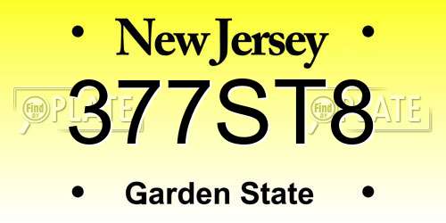 377ST8 New Jersey License Plate