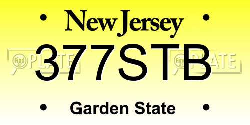 377STB New Jersey License Plate