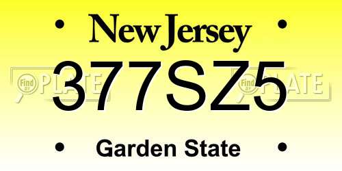 377SZ5 New Jersey License Plate