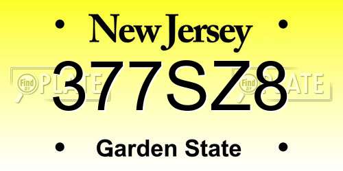 377SZ8 New Jersey License Plate