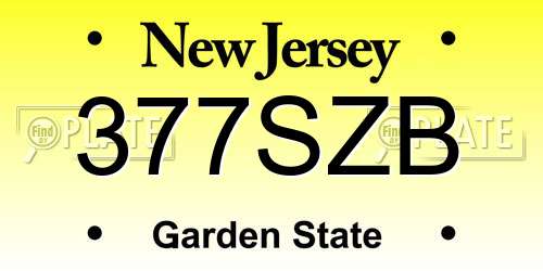 377SZB New Jersey License Plate