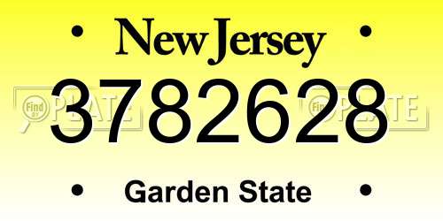 3782628 New Jersey License Plate