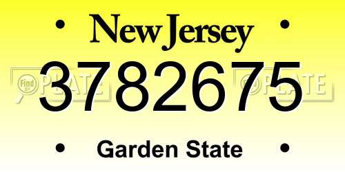 3782675 New Jersey License Plate
