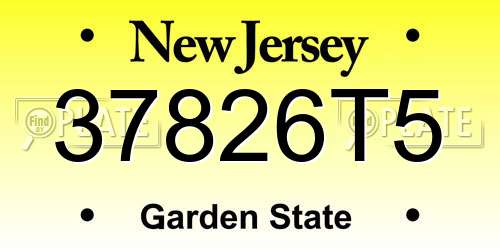 37826T5 New Jersey License Plate