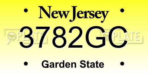 3782GC New Jersey License Plate
