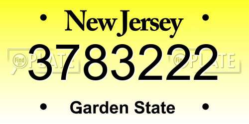 3783222 New Jersey License Plate