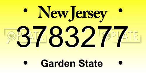 3783277 New Jersey License Plate
