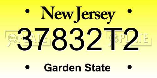 37832T2 New Jersey License Plate