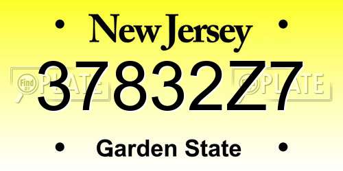 37832Z7 New Jersey License Plate
