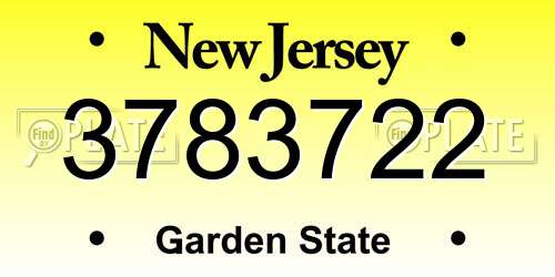 3783722 New Jersey License Plate