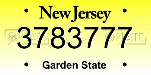 3783777 New Jersey License Plate