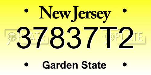 37837T2 New Jersey License Plate