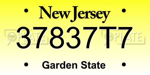37837T7 New Jersey License Plate