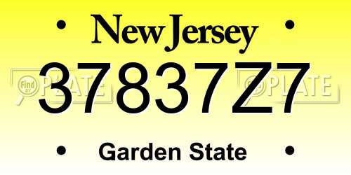 37837Z7 New Jersey License Plate