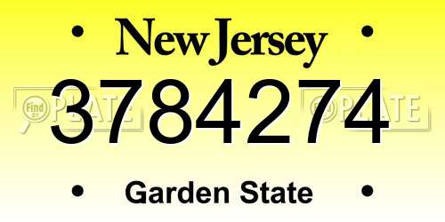 3784274 New Jersey License Plate