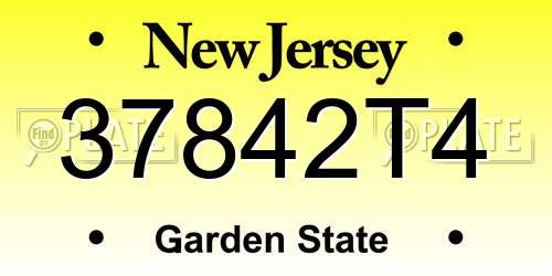 37842T4 New Jersey License Plate
