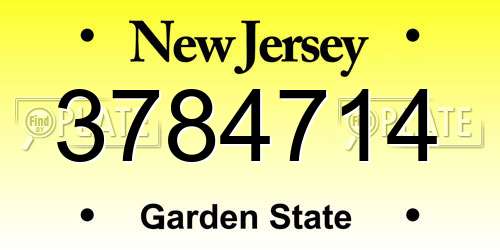 3784714 New Jersey License Plate