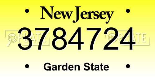 3784724 New Jersey License Plate