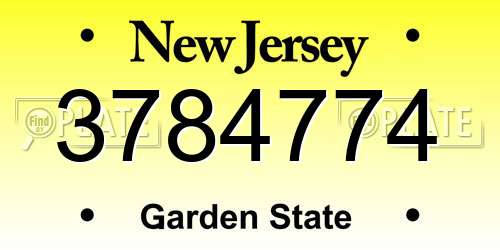 3784774 New Jersey License Plate