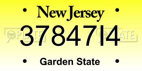 37847I4 New Jersey License Plate