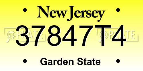 37847T4 New Jersey License Plate