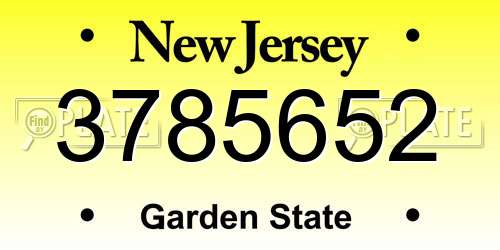 3785652 New Jersey License Plate