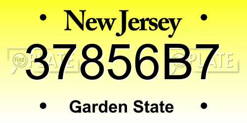 37856B7 New Jersey License Plate