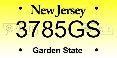 3785GS New Jersey License Plate