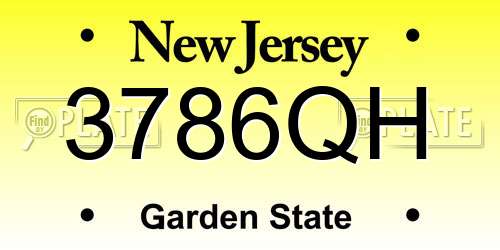 3786QH New Jersey License Plate