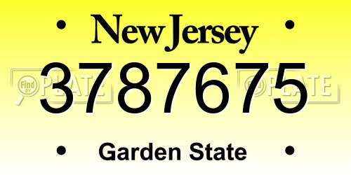 3787675 New Jersey License Plate