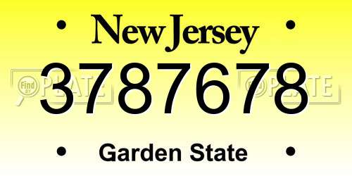 3787678 New Jersey License Plate