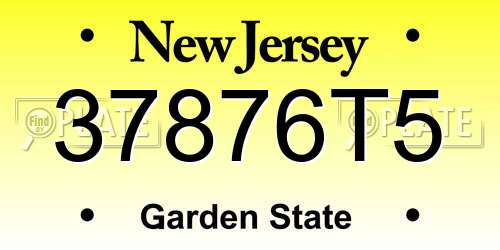 37876T5 New Jersey License Plate