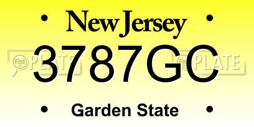 3787GC New Jersey License Plate