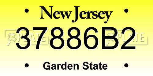 37886B2 New Jersey License Plate