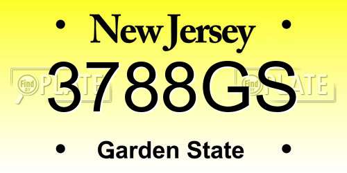 3788GS New Jersey License Plate