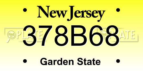 378B68 New Jersey License Plate