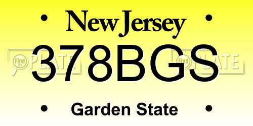 378BGS New Jersey License Plate