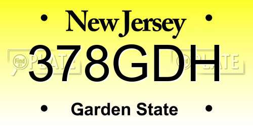 378GDH New Jersey License Plate