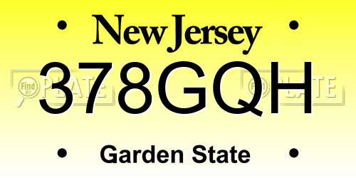 378GQH New Jersey License Plate