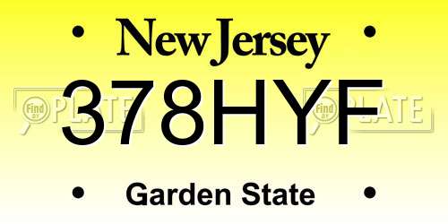378HYF New Jersey License Plate