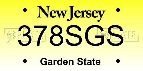 378SGS New Jersey License Plate
