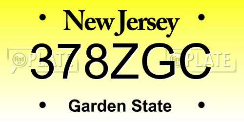 378ZGC New Jersey License Plate