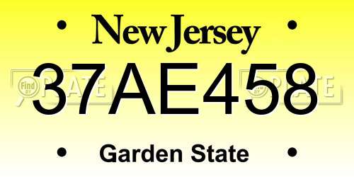 37AE458 New Jersey License Plate