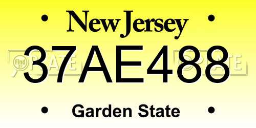 37AE488 New Jersey License Plate