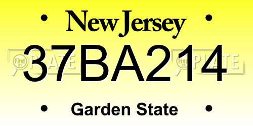 37BA214 New Jersey License Plate