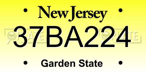 37BA224 New Jersey License Plate